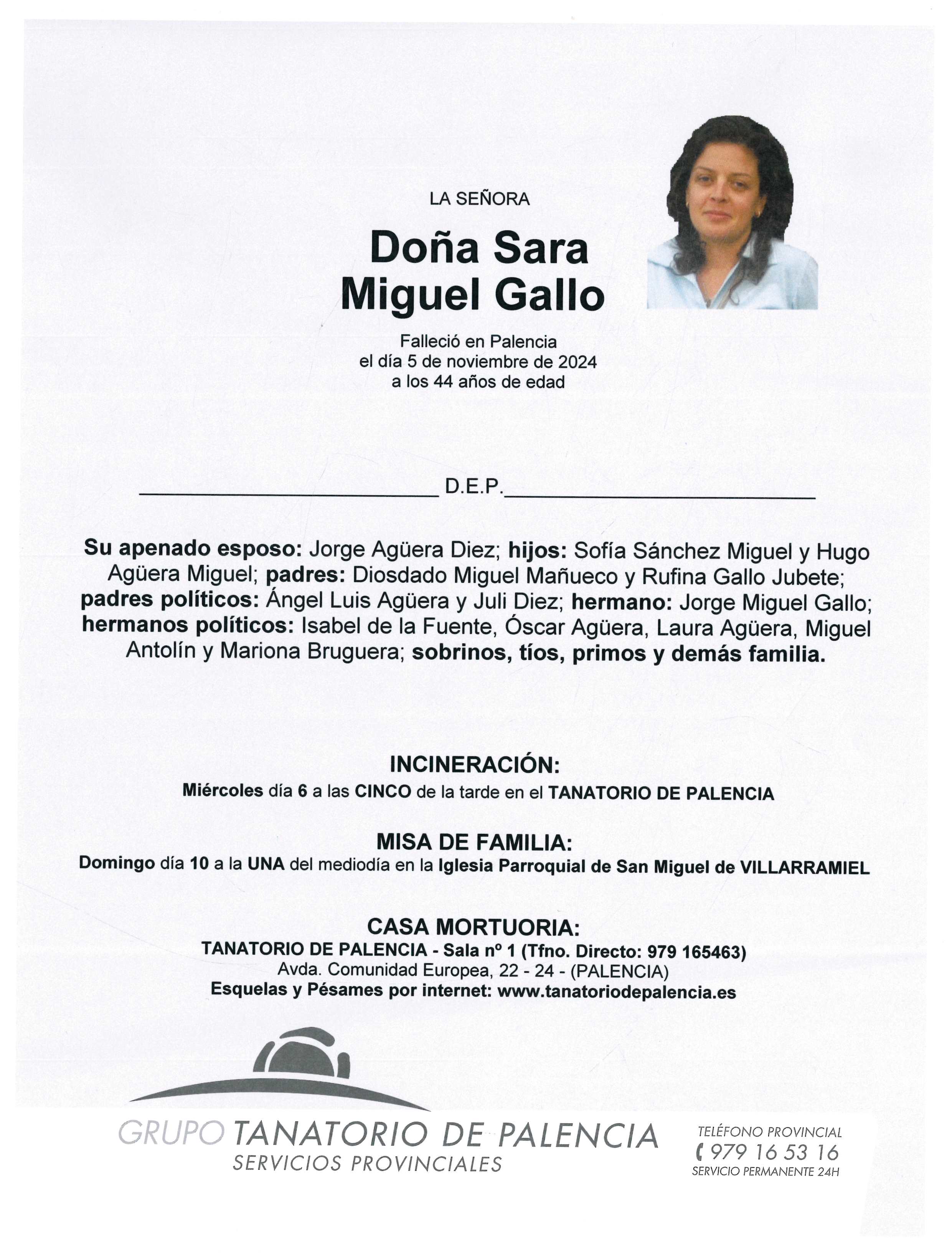 LA SEÑORA DOÑA SARA MIGUEL GALLO